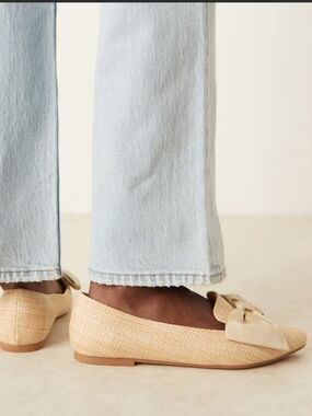 ASOS DESIGN Lake bow pointed ballet flats in natural raffia 7.5